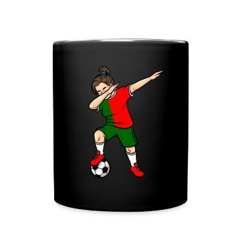 Dabbing Joueur de Football Fille Portugal Football - Mug uni - noir - Devant