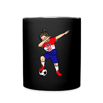 Dabbing Fußballspieler Mädchen Kroatien Fußball - Tasse einfarbig - Schwarz - Vorne