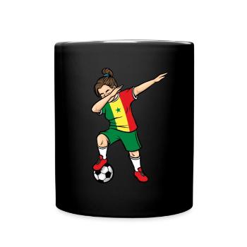 Dabbing Soccer Player Girl Senegal Soccer - Full Colour Mug - black - Front