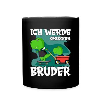 Ich Werde Großer Bruder Dino Geschwisterkind - Tasse einfarbig - Schwarz - Vorne