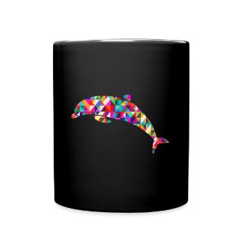 Delfin Mosaik Bunt - Tasse einfarbig - Schwarz - Vorne
