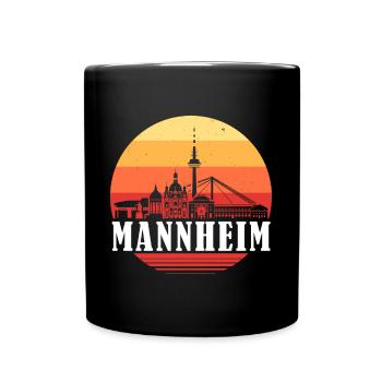 Mannheim Retro Skyline - Tasse einfarbig - Schwarz - Vorne