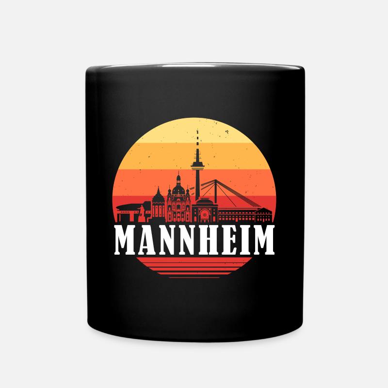 Mannheim Retro Skyline - Tasse einfarbig - Schwarz