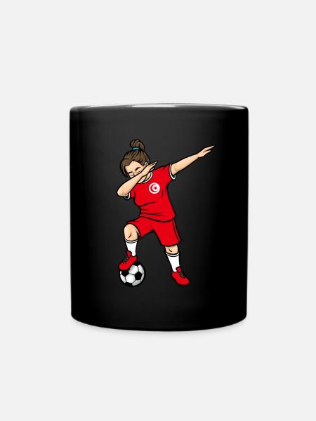 Dabbing Footballeuse Filles Tunisie Football - Mug uni - noir