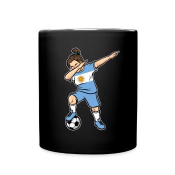 Dabbing Fußballspieler Mädchen Argentinien Fußball - Tasse einfarbig - Schwarz - Vorne