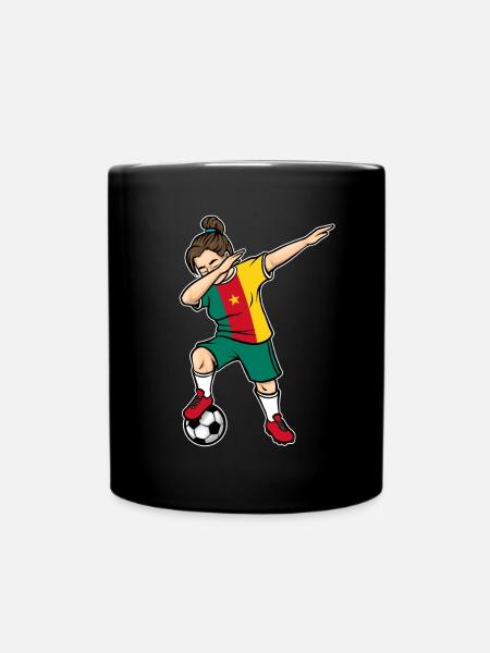 Dabbing Fußballspieler Mädchen Kamerun Fußball - Tasse einfarbig - Schwarz