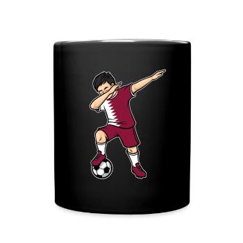 Dabbing Football Player Boy Qatar Football - Full Colour Mug - black - Front