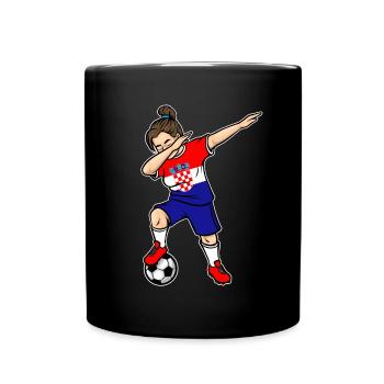 Dabbing Fußballspieler Mädchen Kroatien Fußball - Tasse einfarbig - Schwarz - Vorne