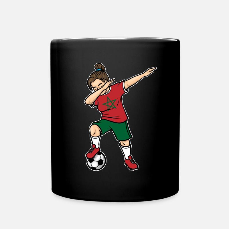 Dabbing Fußballspieler Mädchen Marokko Fußball - Tasse einfarbig - Schwarz