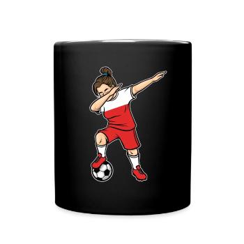 Dabbing Soccer Player Girls Poland Soccer - Full Colour Mug - black - Front
