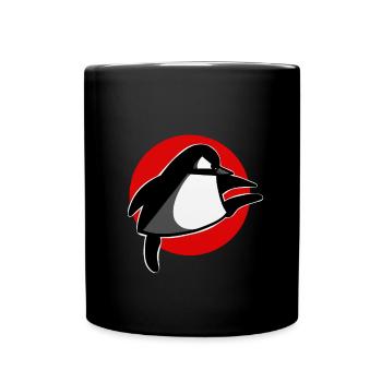 lustiger Kampfsport Pinguin Shirt Sticker - Tasse einfarbig - Schwarz - Vorne