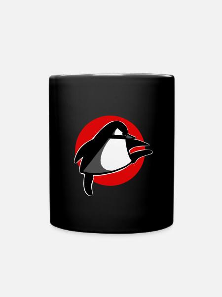 lustiger Kampfsport Pinguin Shirt Sticker - Tasse einfarbig - Schwarz