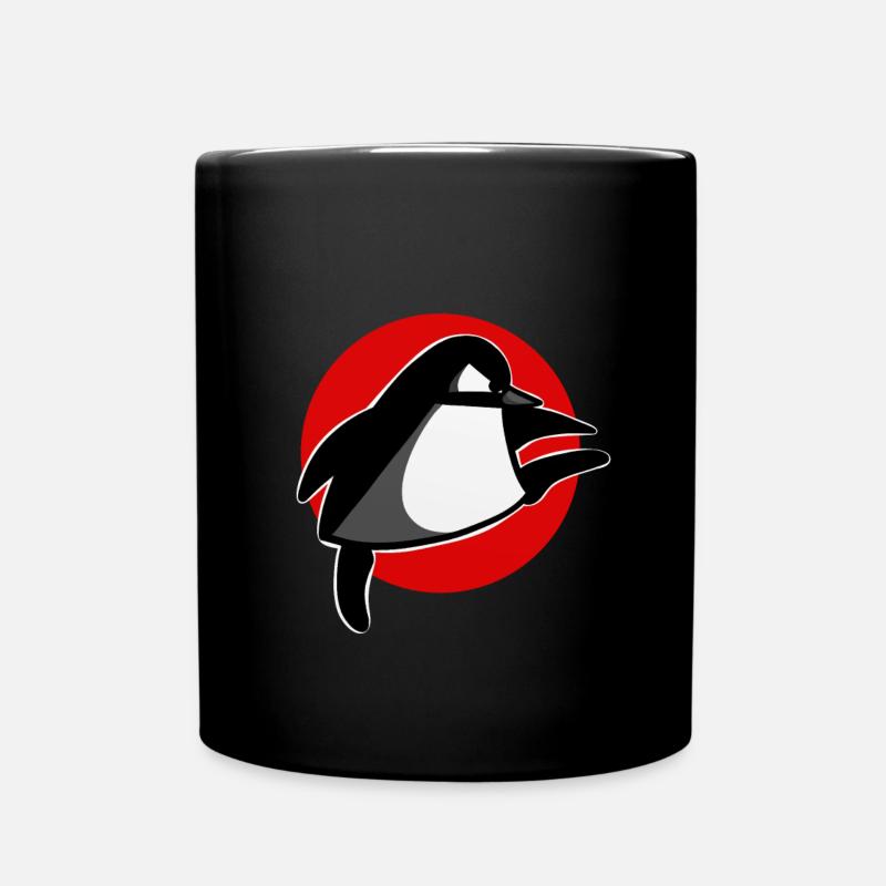 lustiger Kampfsport Pinguin Shirt Sticker - Tasse einfarbig - Schwarz