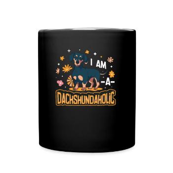 Je suis un teckel accro, teckel. - Mug uni - noir - Devant