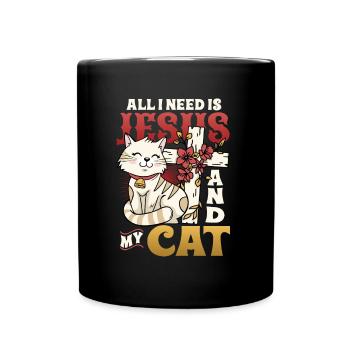 All I need is Jesus and my cat - Full Colour Mug - black - Front