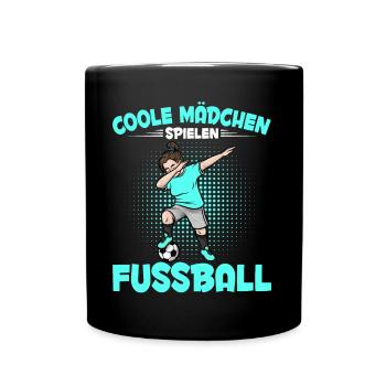 Dabbing Fußballspieler Mädchen Fußballer - Tasse einfarbig - Schwarz - Vorne