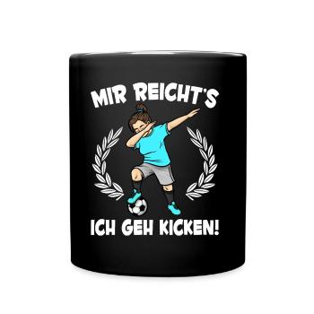 Mädchen Fußballspieler Mir Reicht's Fußball - Tasse einfarbig - Schwarz - Vorne