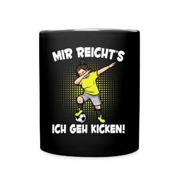 Mädchen Fußballspielerin Mir Reicht's Fußball - Tasse einfarbig - Schwarz - Vorne