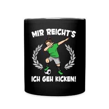 Mädchen Fußball Lustiges Fußballspielerin - Tasse einfarbig - Schwarz - Vorne
