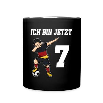 Fußballer 7 Jahre alt Jungen Deutschland Fußball - Tasse einfarbig - Schwarz - Vorne