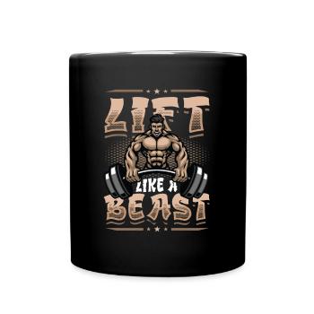 Lifting Like a Beast Weightlifting Bodybuilder - Full Colour Mug - black - Front