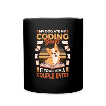 Hund Bytes Code Computer Witz Programmierung - Tasse einfarbig - Schwarz - Vorne