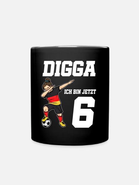 6. Geburtstag Fußball Mädchen Deutschland Trikot F - Tasse einfarbig - Schwarz