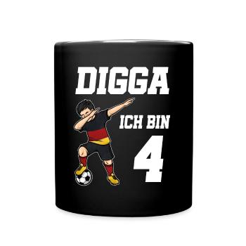 Fußball Junge 4. Geburtstag Fußballer Deutschland - Tasse einfarbig - Schwarz - Vorne