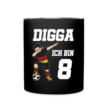Fußball Junge 8. Geburtstag Fußballer Deutschland - Tasse einfarbig - Schwarz - Vorne