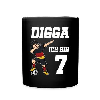 Fußball Junge 7. Geburtstag Fußballer Deutschland - Tasse einfarbig - Schwarz - Vorne