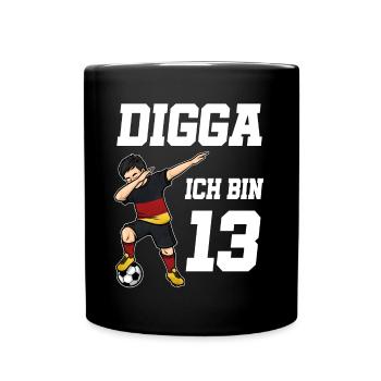 Fußball Junge 13. Geburtstag Fußballer Deutschland - Tasse einfarbig - Schwarz - Vorne