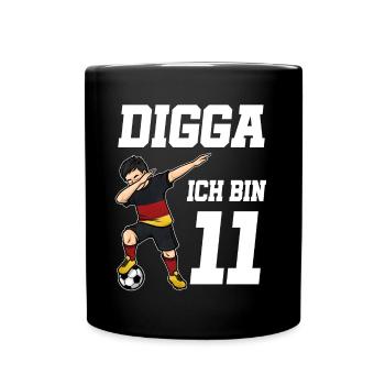 Fußball Junge 11. Geburtstag Fußballer Deutschland - Tasse einfarbig - Schwarz - Vorne
