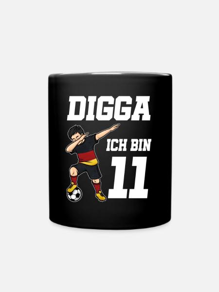 Fußball Junge 11. Geburtstag Fußballer Deutschland - Tasse einfarbig - Schwarz