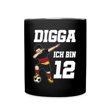 Fußball Junge 12. Geburtstag Fußballer Deutschland - Tasse einfarbig - Schwarz - Vorne