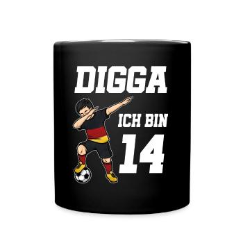 Fußball Junge 14. Geburtstag Fußballer Deutschland - Tasse einfarbig - Schwarz - Vorne