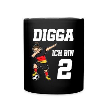 Fußball Mädchen 2. Geburtstag Fußballer Deutschlan - Tasse einfarbig - Schwarz - Vorne