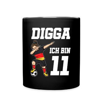 Fußball Mädchen 11. Geburtstag Fußballer Deutschla - Tasse einfarbig - Schwarz - Vorne