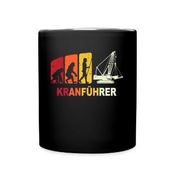 Kranfahrer Evolution Kranführer Kran - Tasse einfarbig - Schwarz - Vorne