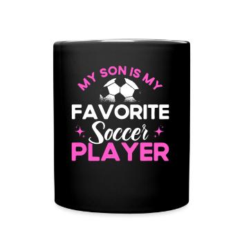 Fußball Mama Mutter Sohn Geschenk - Tasse einfarbig - Schwarz - Vorne