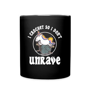 I crochet so i don't unravel - Full Colour Mug - black - Front