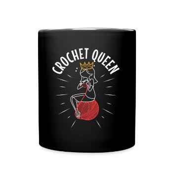 Crochet queen - Tasse einfarbig - Schwarz - Vorne