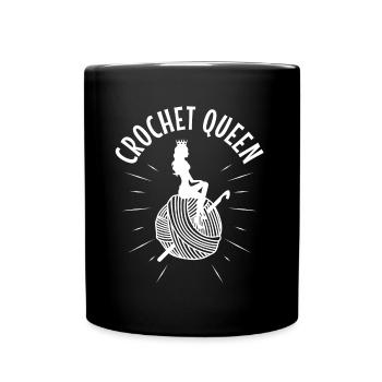 Crochet queen - Tasse einfarbig - Schwarz - Vorne