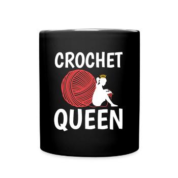 Crochet queen - Tasse einfarbig - Schwarz - Vorne