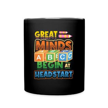 Great minds start with a head start, Abcd Teacher - Full Colour Mug - black - Front