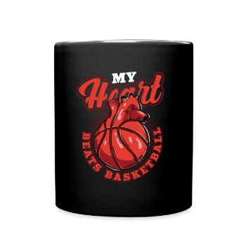My heart beats basketball player, basketball fan - Full Colour Mug - black - Front