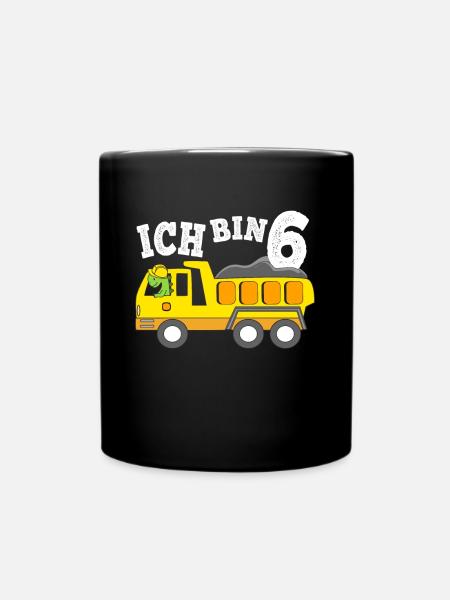 6 Jahre Jungen Geburtstagsgeschenk Dino Kipplaster - Tasse einfarbig - Schwarz