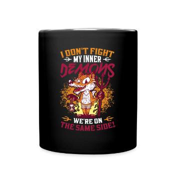 J’aime mes démons intérieurs, l’humour gothique. - Mug uni - noir - Devant
