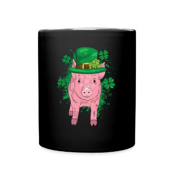Glücksschwein Silvester - Tasse einfarbig - Schwarz - Vorne