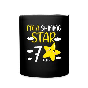 Cadeau de fille d’anniversaire de 7 ans dans une étoile brillante - Mug uni - noir - Devant
