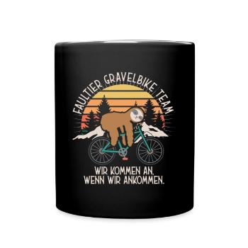 Sloth Gravelbike Team Bike Bike Lazy Funny - Full Colour Mug - black - Front